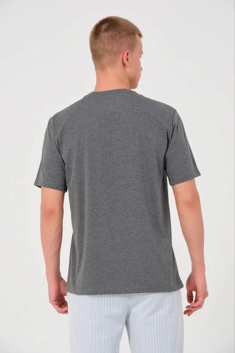 Erkek Düz Bisiklet Yaka Tişört Kısa Kol Yazlık T-Shirt - Antrasit