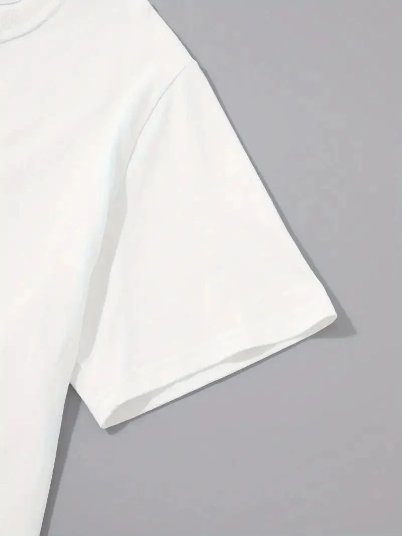 Erkek Sarj %1 Baskılı T-Shirt Kısa Kol Bisiklet Yaka Regular Fit Tişört - Beyaz