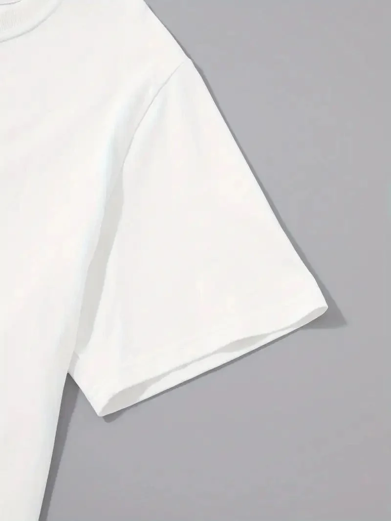 Erkek Tişört Palmiye Baskılı Bisiklet Yaka Kısa Kol T-Shirt - Beyaz