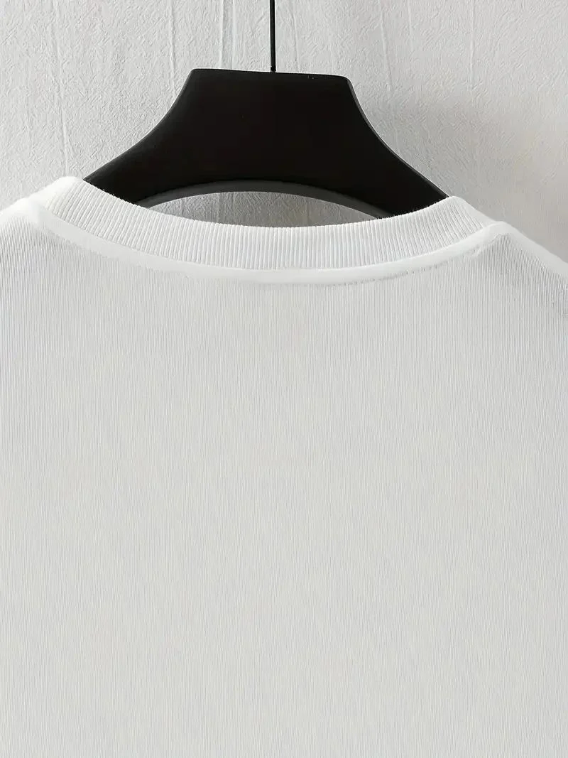 Erkek Baskılı T-Shirt Kısa Kol Bisiklet Yaka Regular Fit Yazlık Tişört - Beyaz
