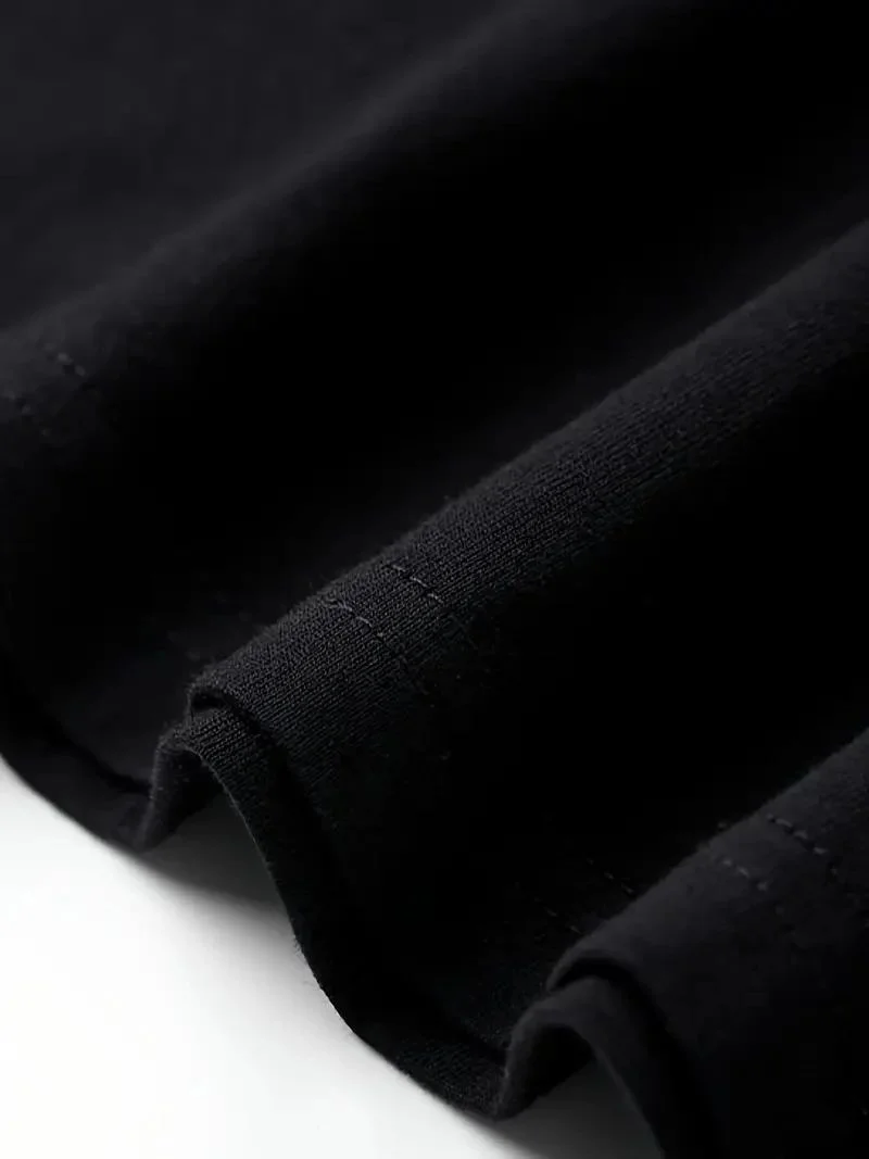 Erkek T-shirt Tavşan Baskılı Kısa Kollu Tişört - Siyah