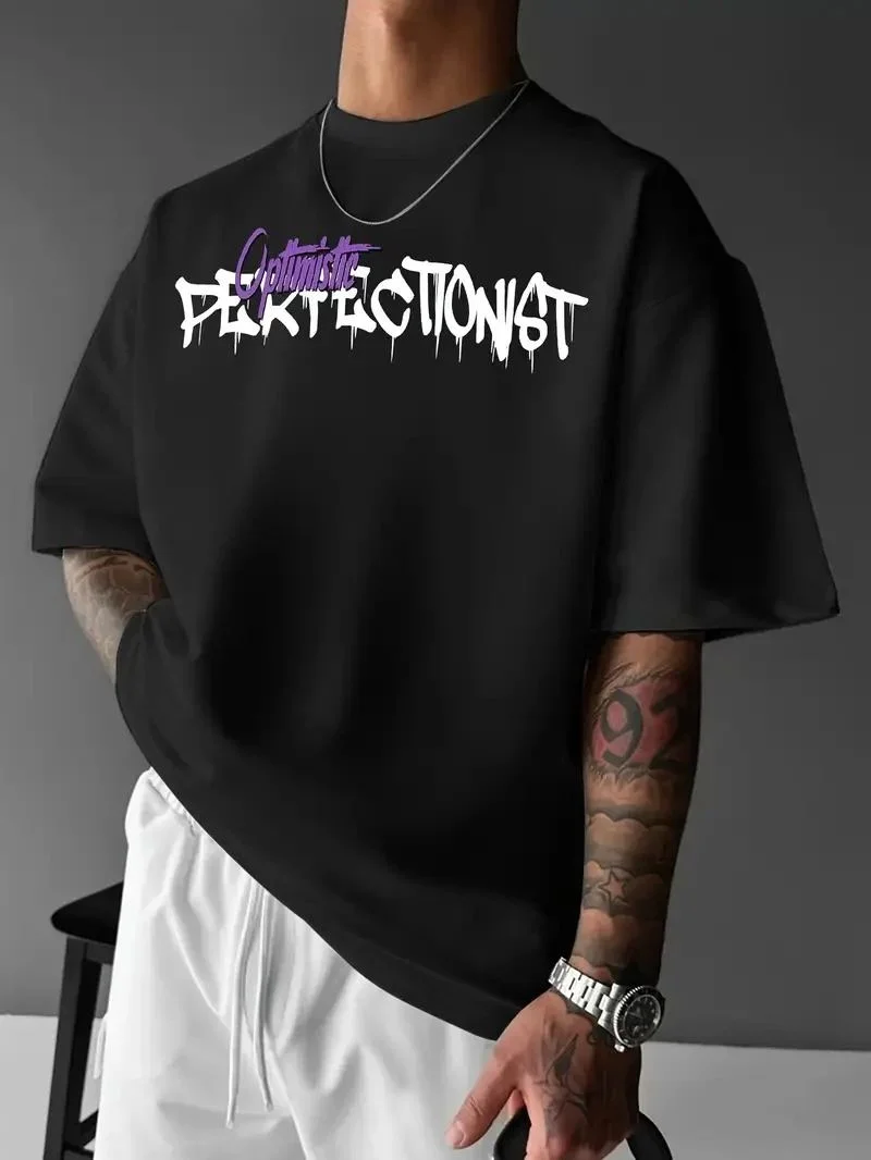 Erkek T-shirt Baskılı Bisiklet Yaka Kısa Kol Tişört - Siyah