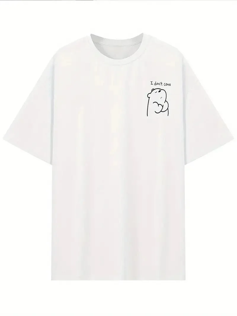 Kadın T-Shirt Kısa Kollu, "Umrumda Değil" Baskılı tişört - Beyaz