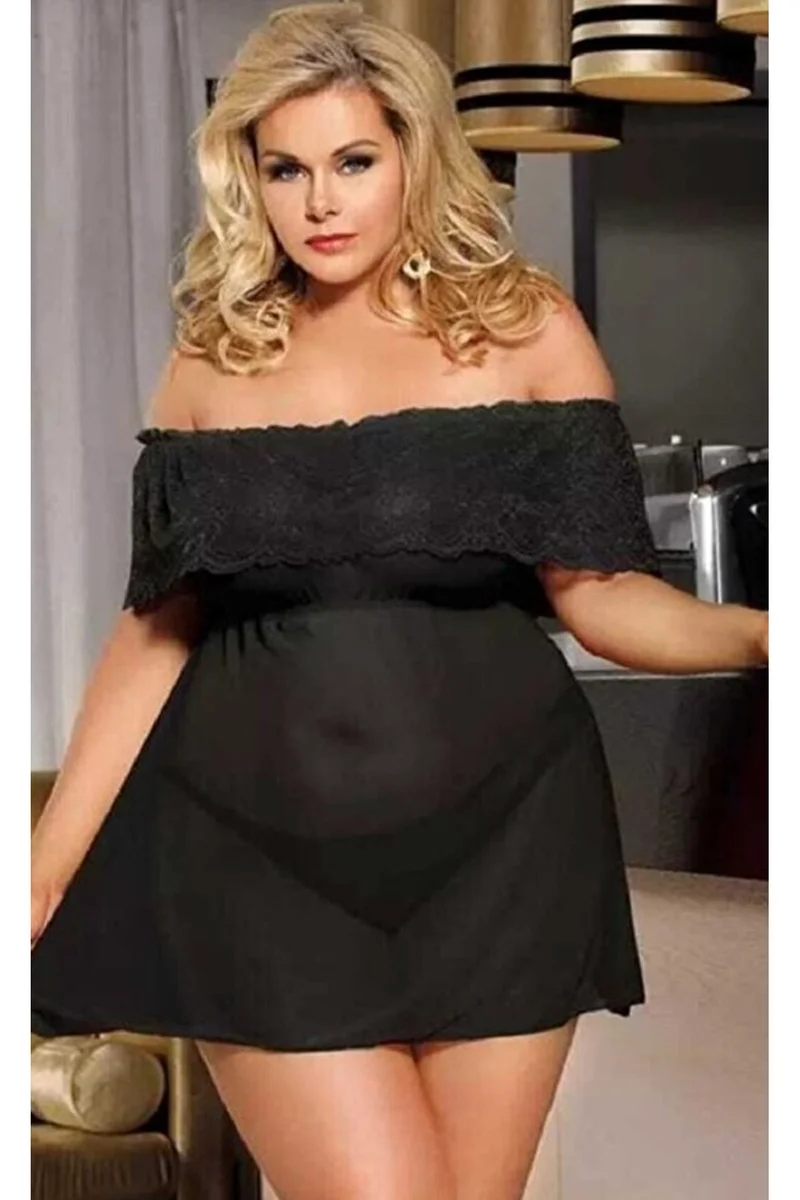 Gecelik Fantezi Büyük Beden Gecelik Siyah Gecelik 1xl 6xl 4xl