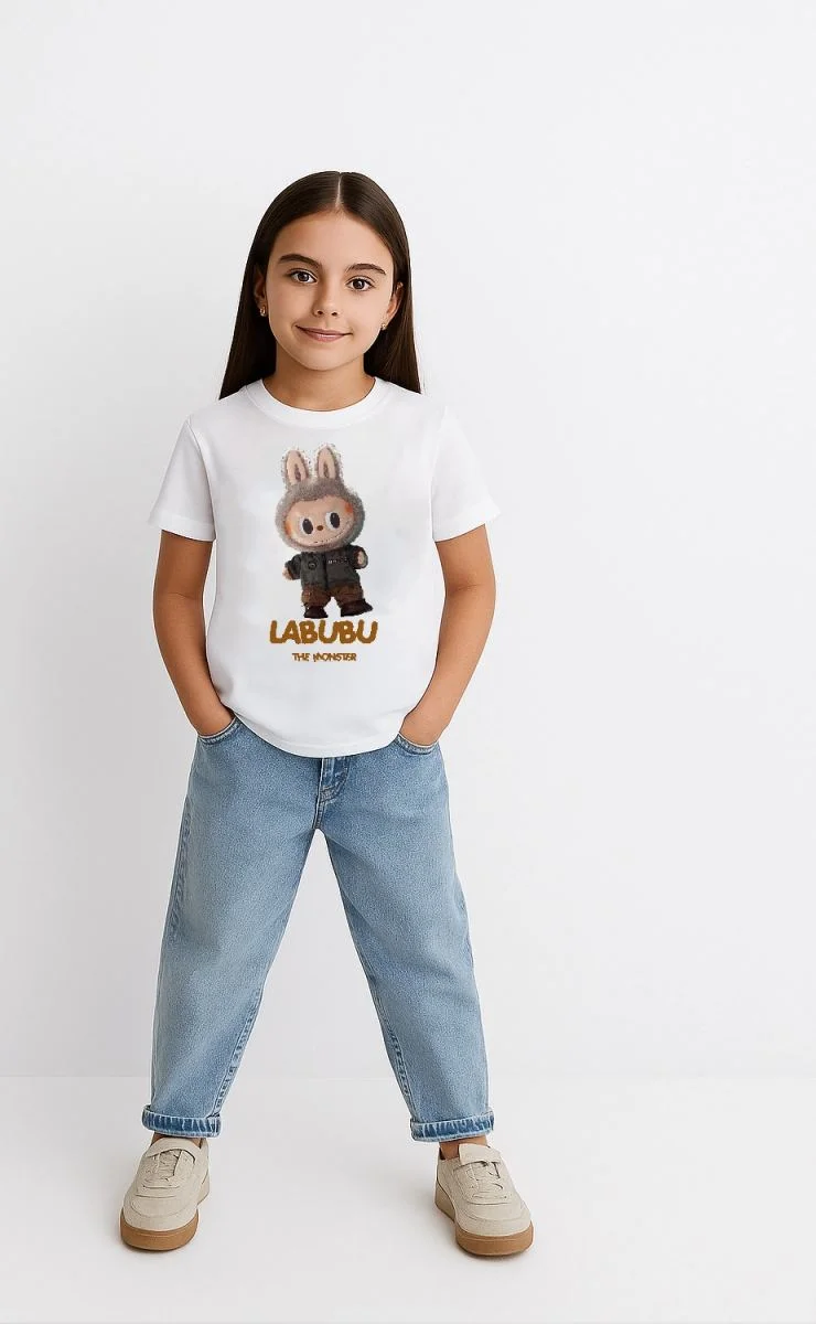 Kız Çocuk Baskılı T-Shirt - Beyaz