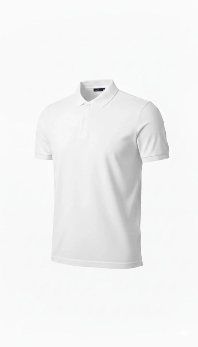 Erkek Polo Yaka Düğmeli Pike Kumaş Tişört Regular Fit Kısa Kol T-Shirt - Beyaz