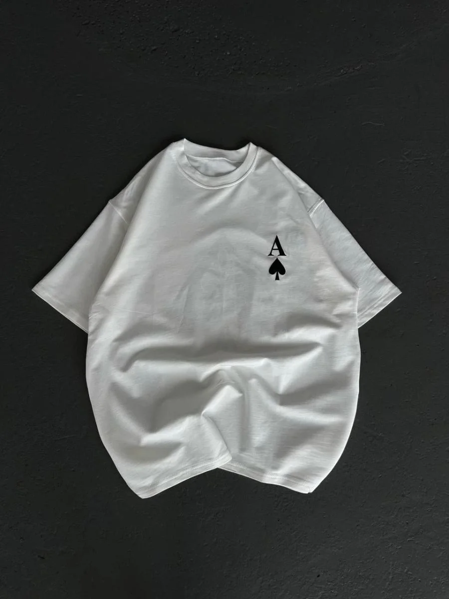Kadın Baskılı T-Shirt Kısa Kol Bisiklet Yaka Oversize Rahat Kalıp Günlük Tişört  - Beyaz