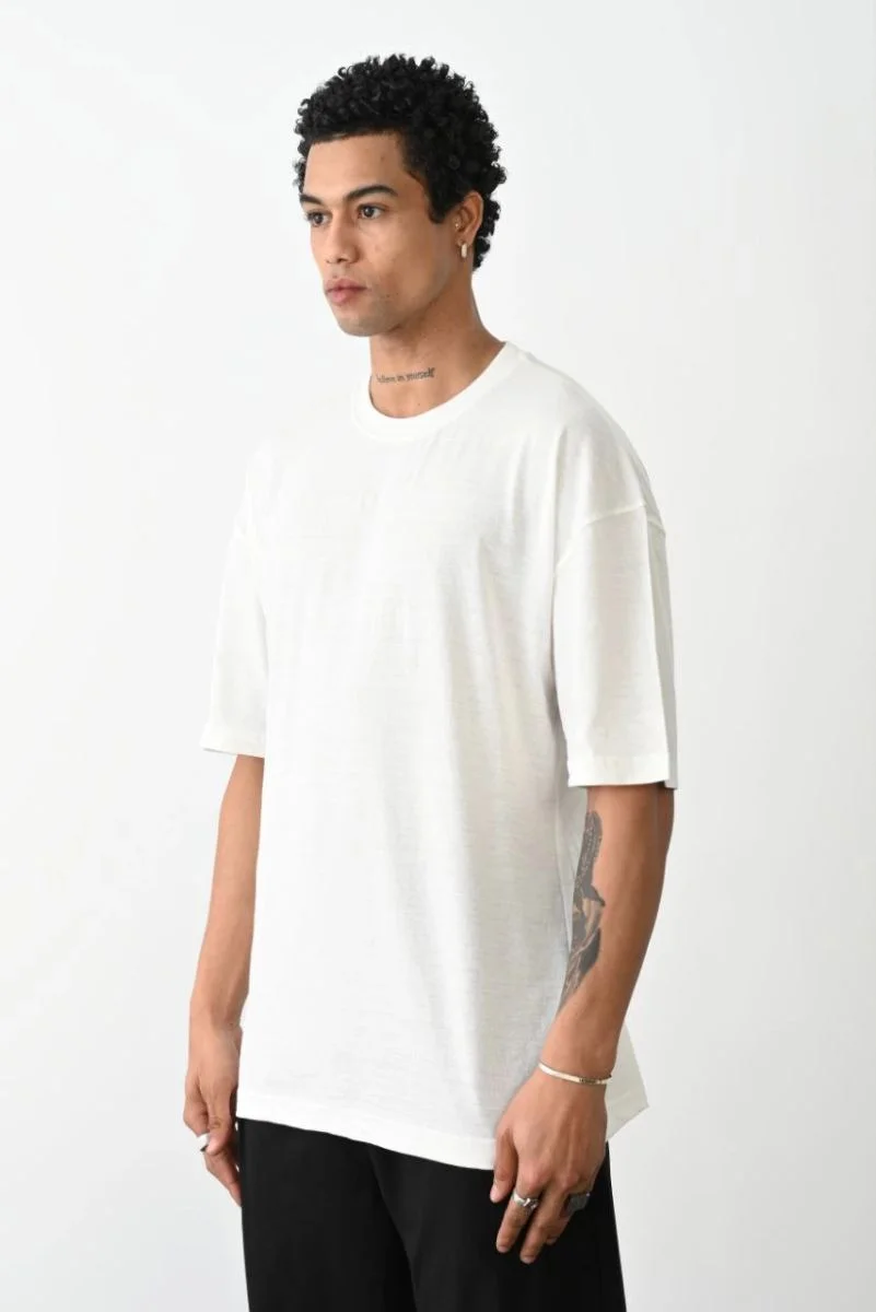 Erkek Tişört Düz Basic Penye Yazlık Bisiklet Yaka Kısa Kol T-Shirt - Beyaz
