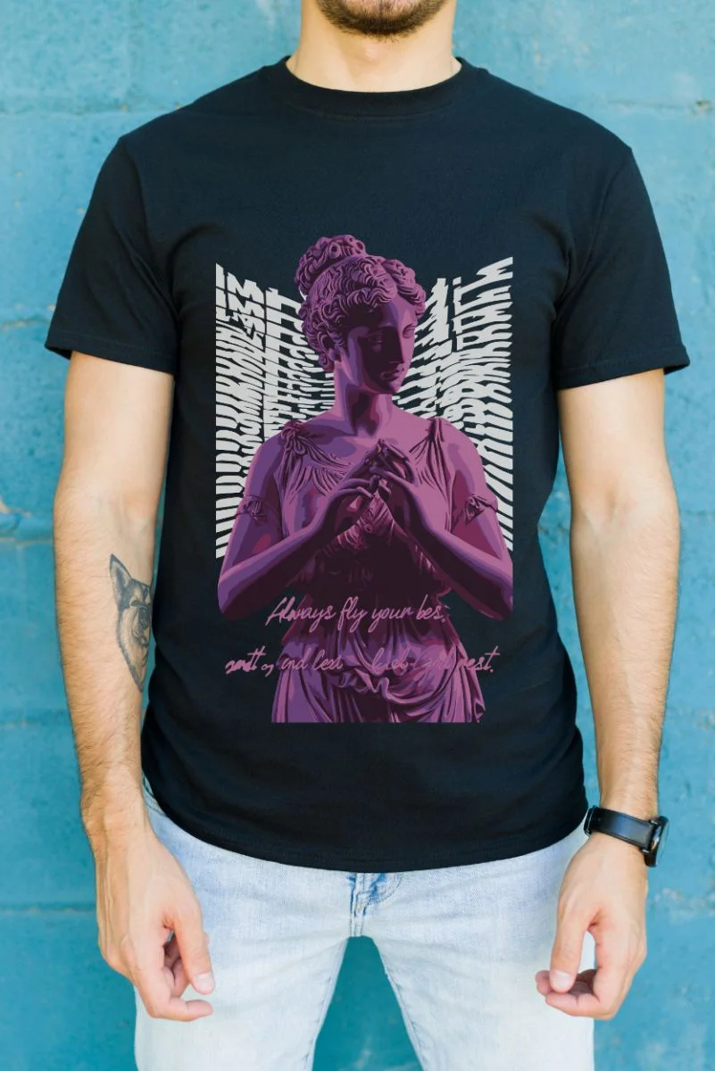 Unisex Oversize 24/1 Penye DTF Baskılı Tişört - DTF97