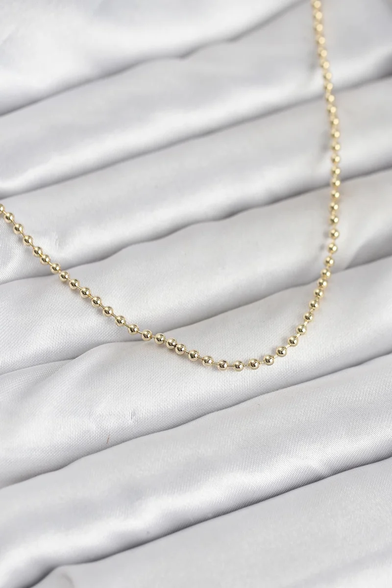 CM 14K Gold Renk Top Zincirli Model 60 cm Kadın Kolye