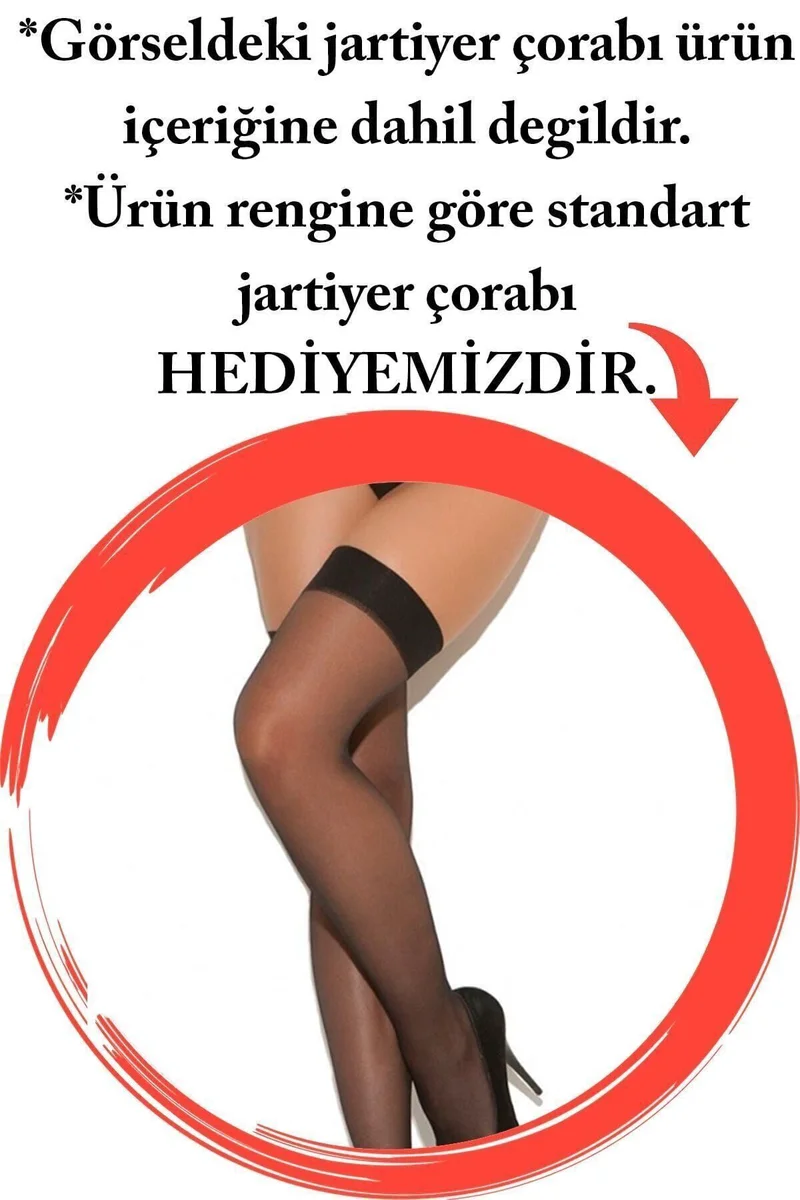 Siyah Jartiyer Fermuarlı File Jartiyer Takım Çorap Hediyeli