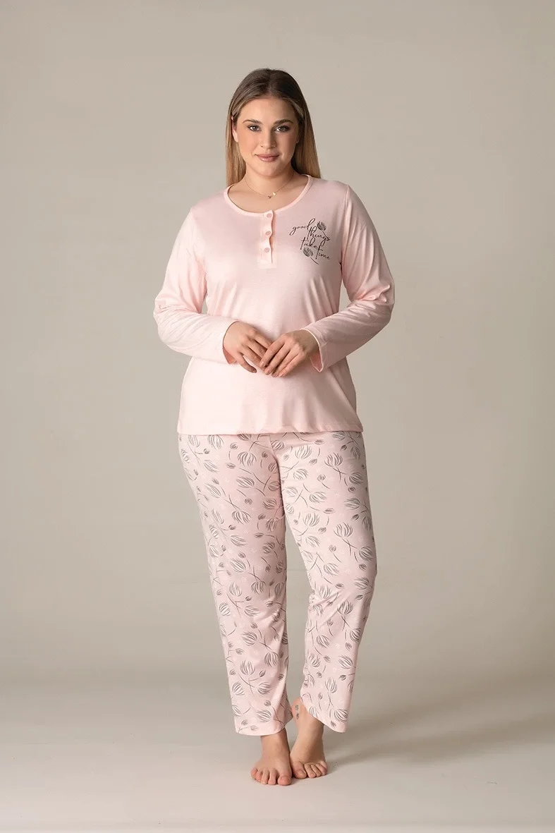 Alperi B790-12 Bayan Battal Uzun Kol Pijama Takımı