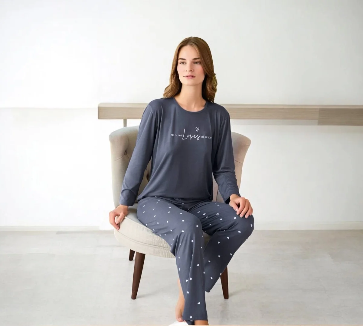 Pijamoni 7600 Kadın Milan O Yaka Pijama Takımı