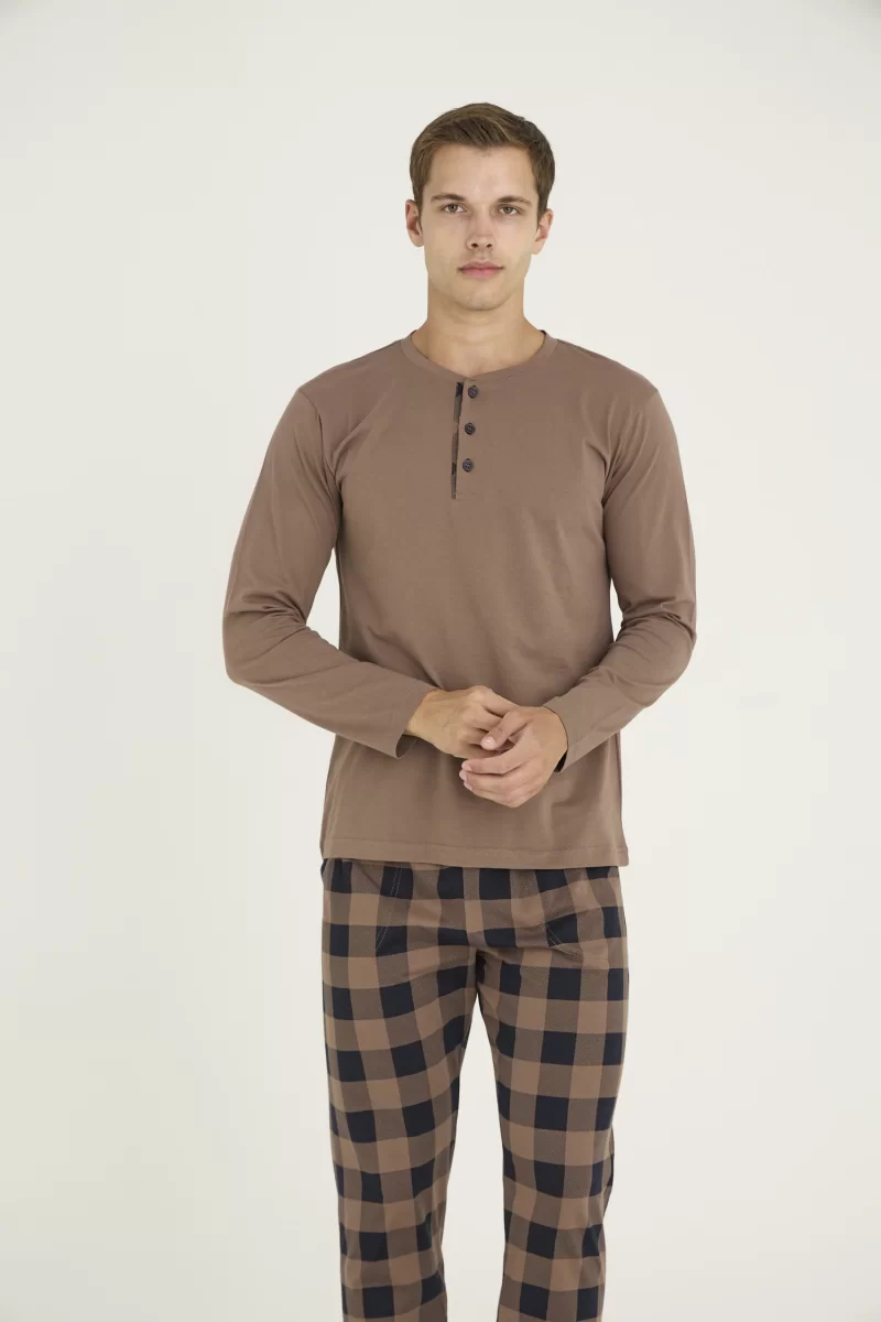 9221 Erkek Midi Yaka Pijama Takım