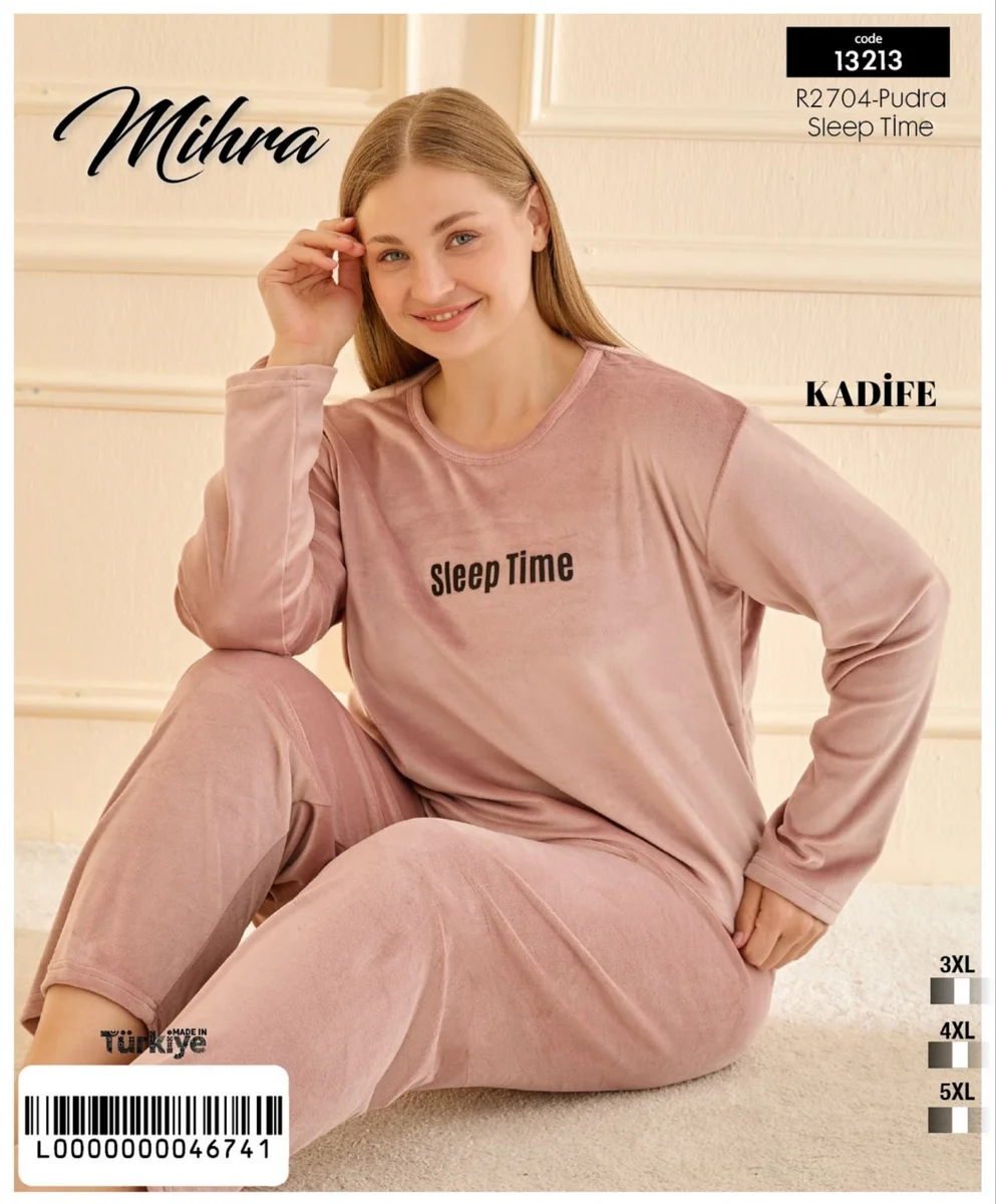 13213 Kadın Kadife Uzun Kol Pijama Takımı