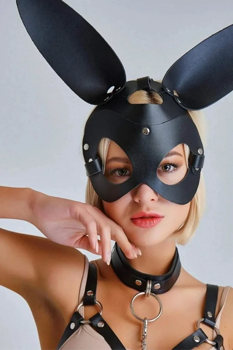 Siyah Fantezi Maskeli Harness Takım BRF-1606