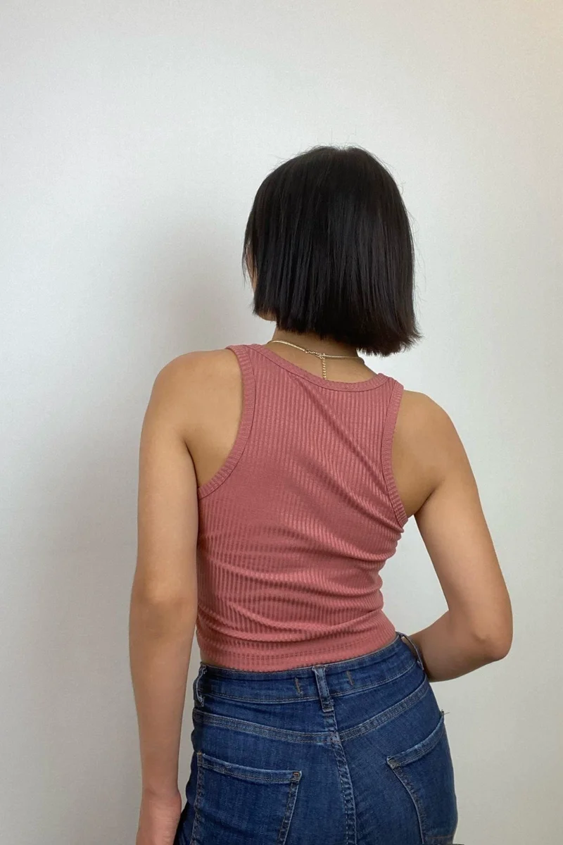 Gül Kurusu Dekolte Detaylı Crop BN6686GK