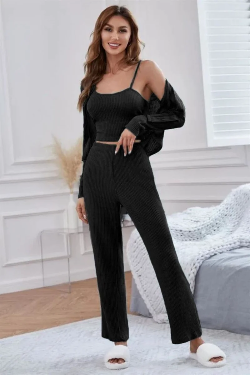Viskon Siyah 6 Lü Trend Crop Takım 8060