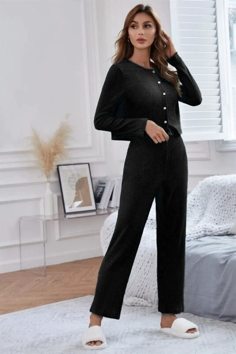 Viskon Siyah 6 Lü Trend Crop Takım 8060