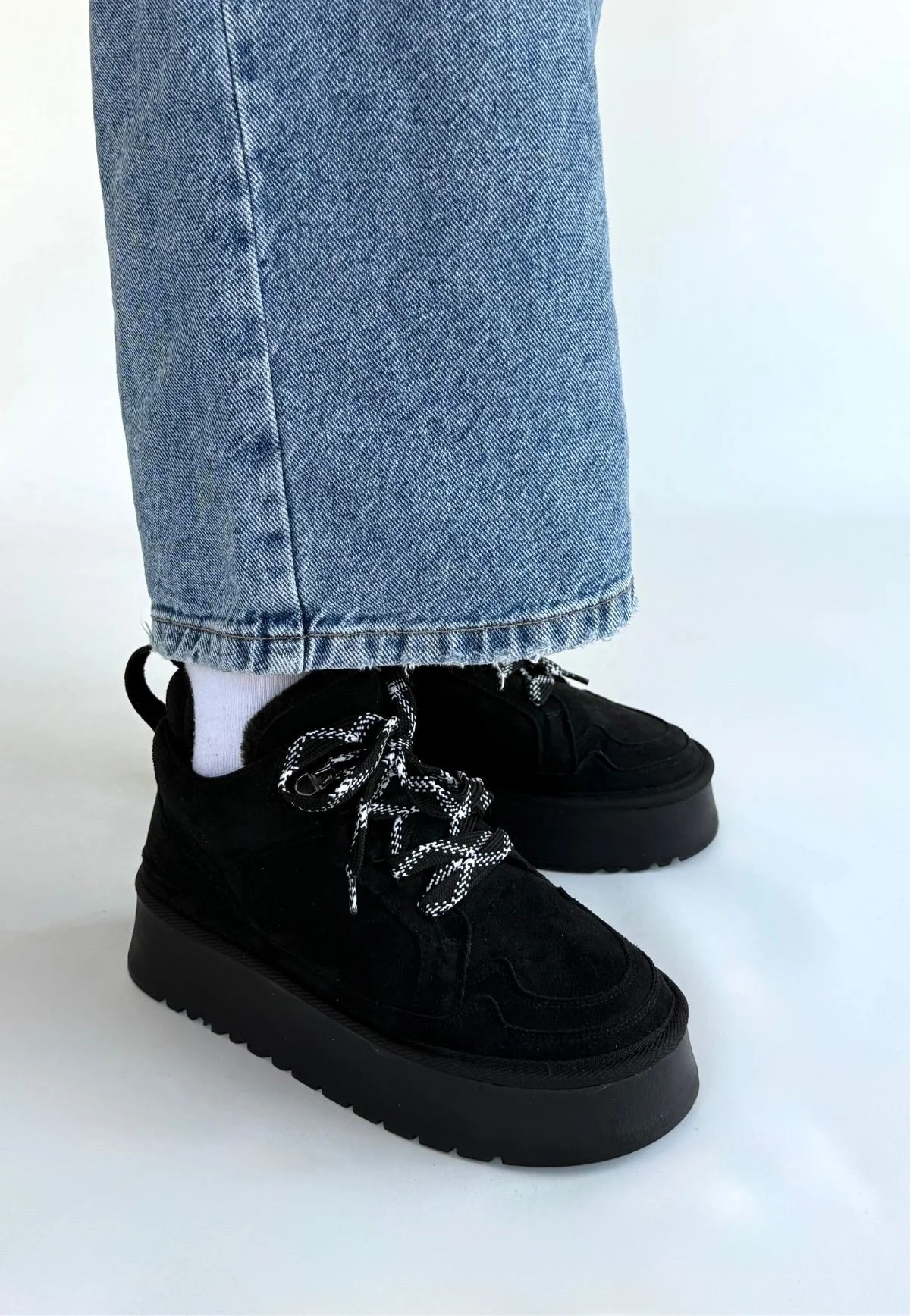 Muden Siyah Süet Bağcıklı Bot