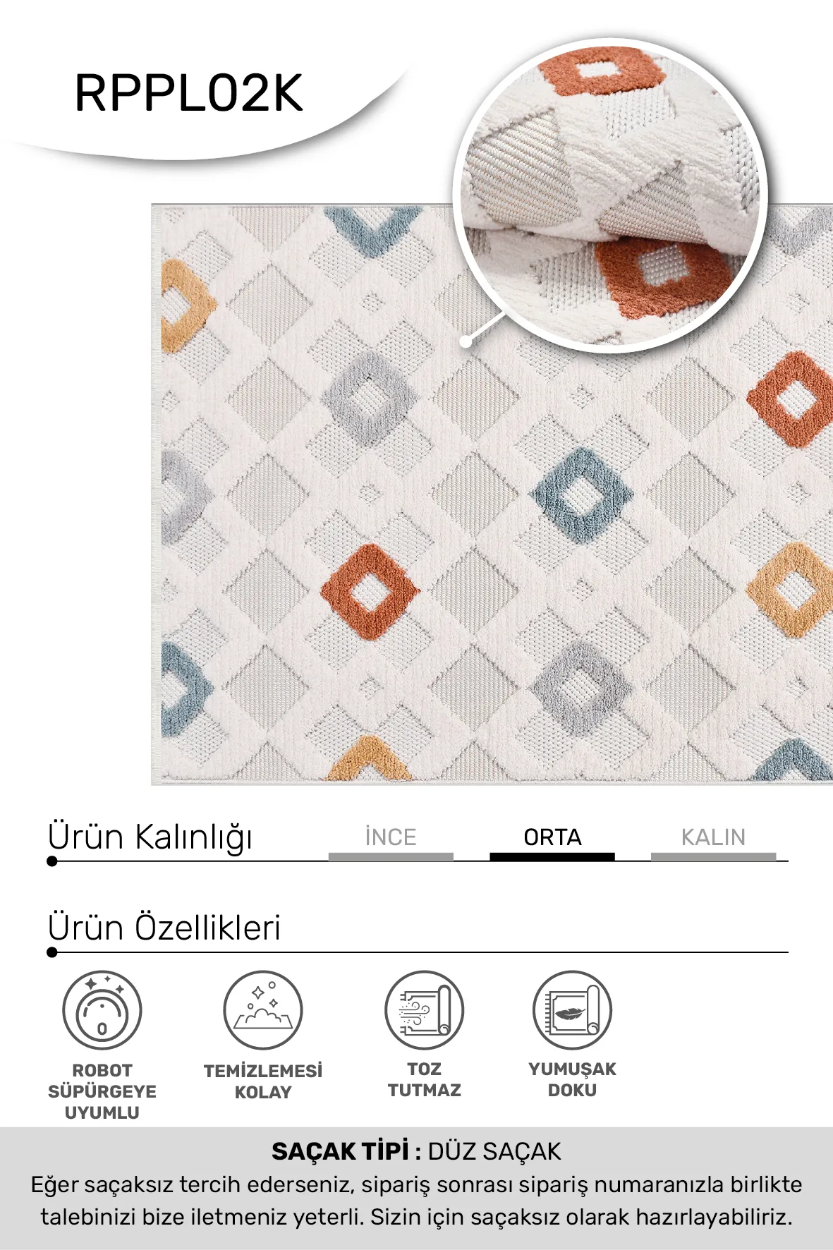 YoudayHomeCollection MASAL Model Halı 80X200