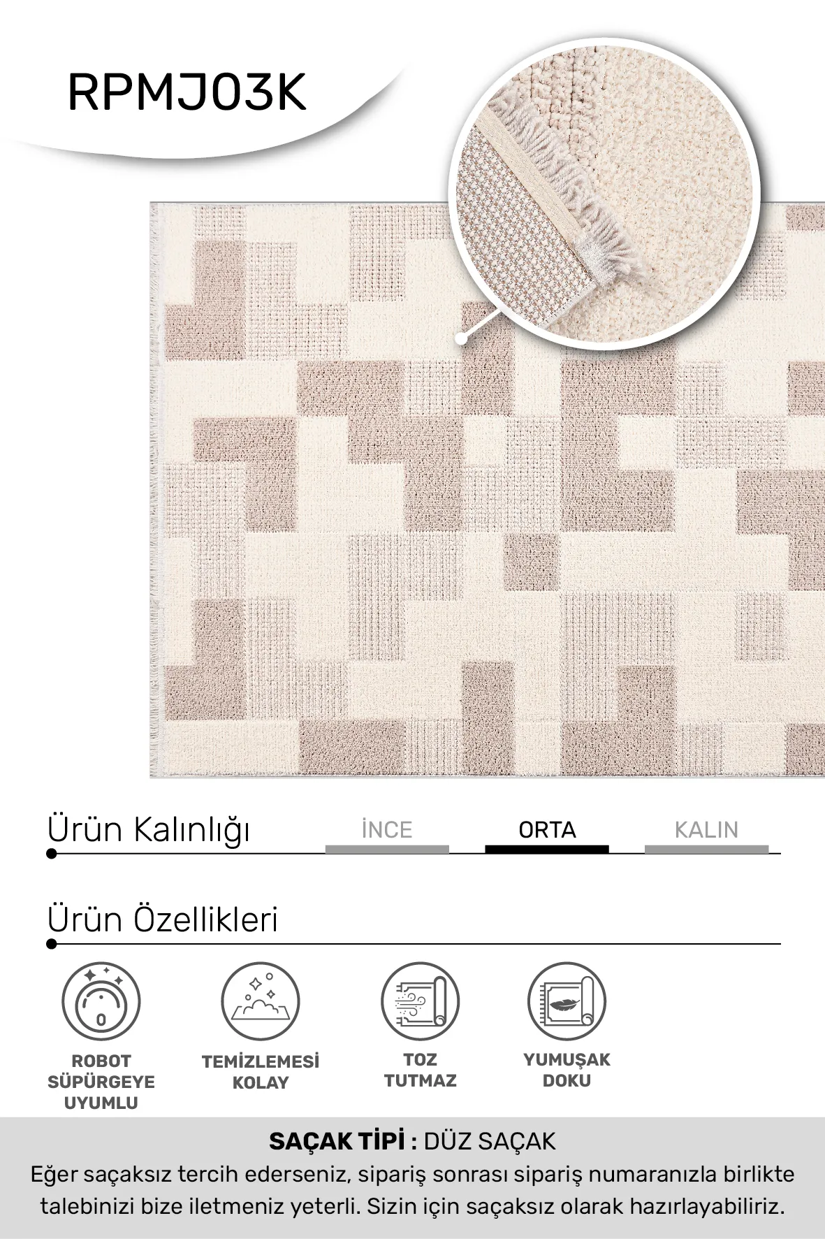 YoudayHomeCollection MARGİN Model Halı 80X350