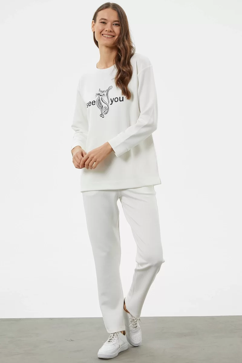 Sementa 76233 Baskılı Sıfır Yaka Oversize Eşofman Takım
