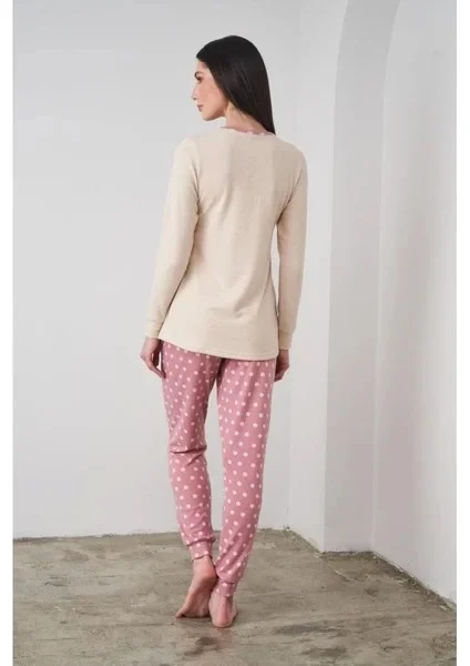 PJS 24503 Bayan Yazı Detaylı Pijama Takımı