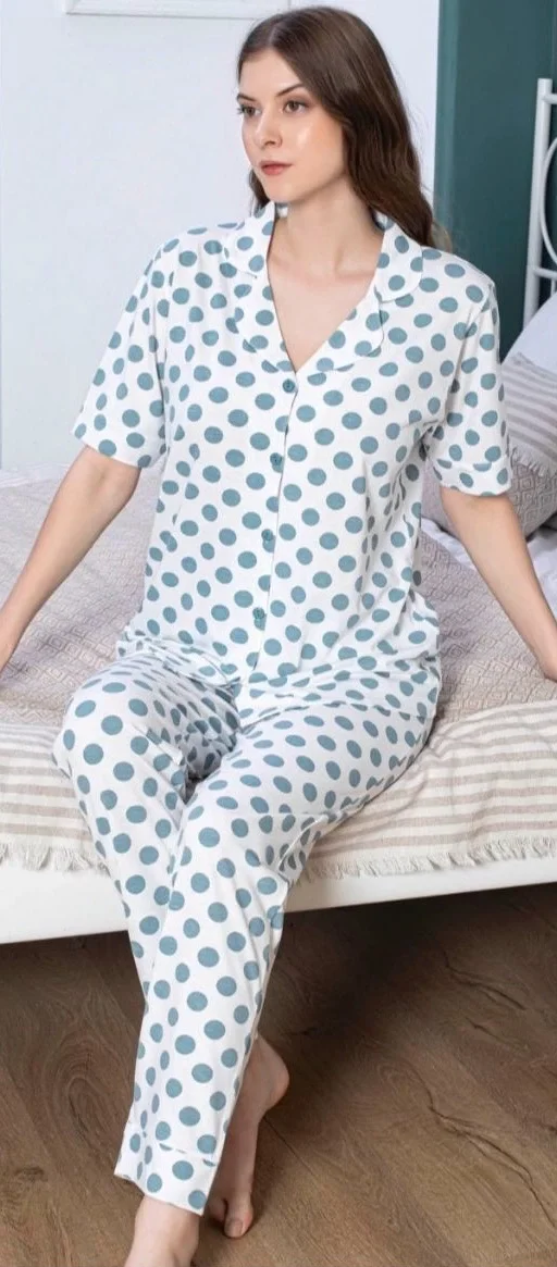 Alissa 6129 Kadın Puantiyeli Patlı Pijama Takımı