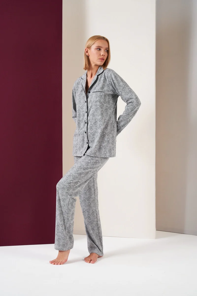 Pjs 26018 Kadın Düğmeli Pijama Takımı