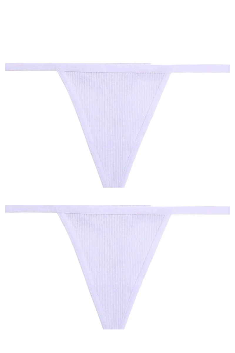 2'li Süprem Penye Tanga String	 Beyaz