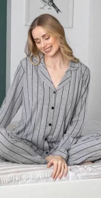 Freshness 200 Çizgili Patlı Gömlek Yaka Uzun Kol Pijama