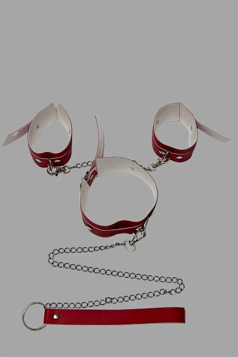 Kırmızı Kelepce ve Tasma Set