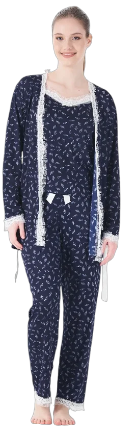Estiva 25192 Kadın Desenli Pegasus Sabahlıklı Pijama Takımı