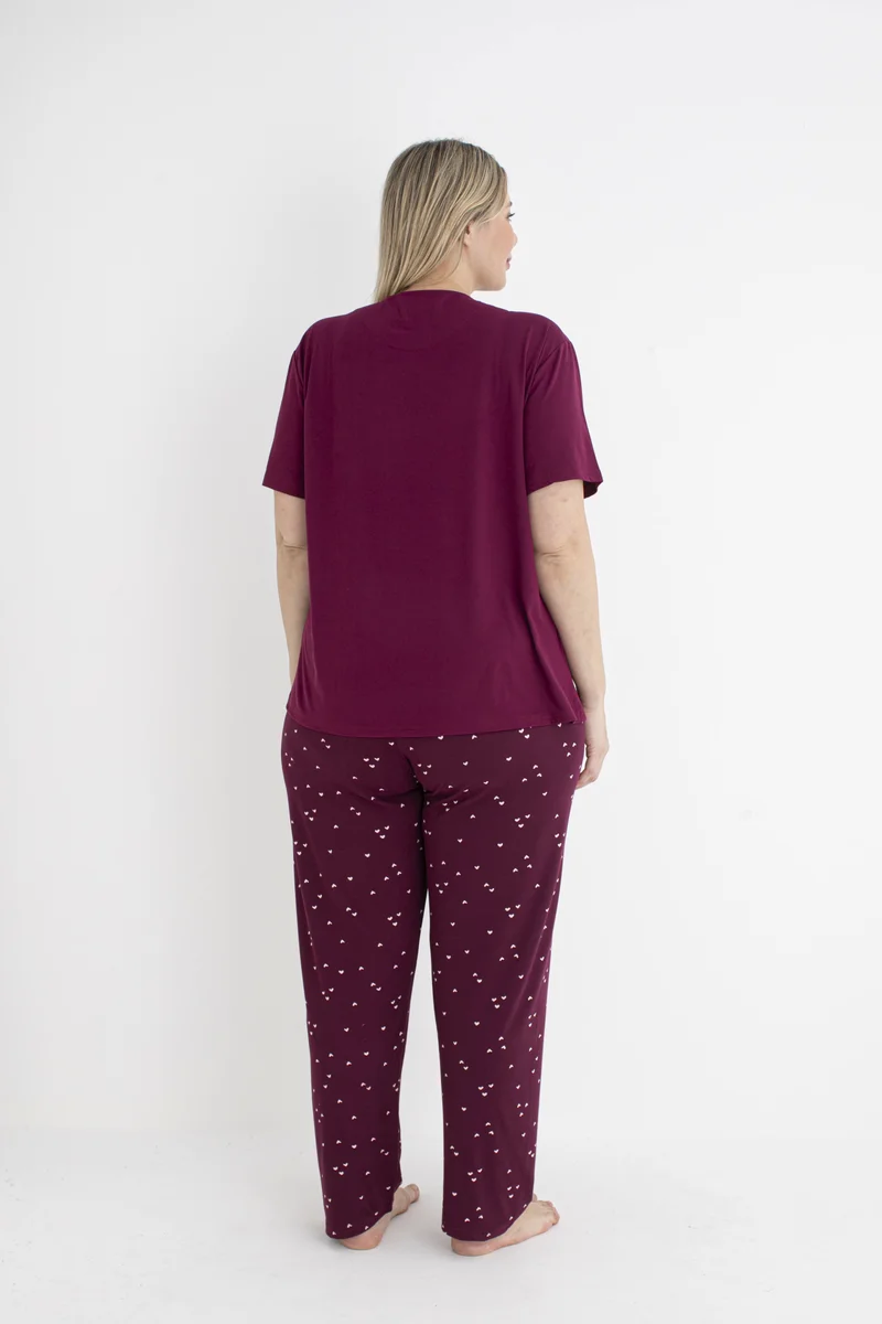 Estiva 25152 Kadın Battal Beden Kalpli Kısa Kol Pijama Takımı