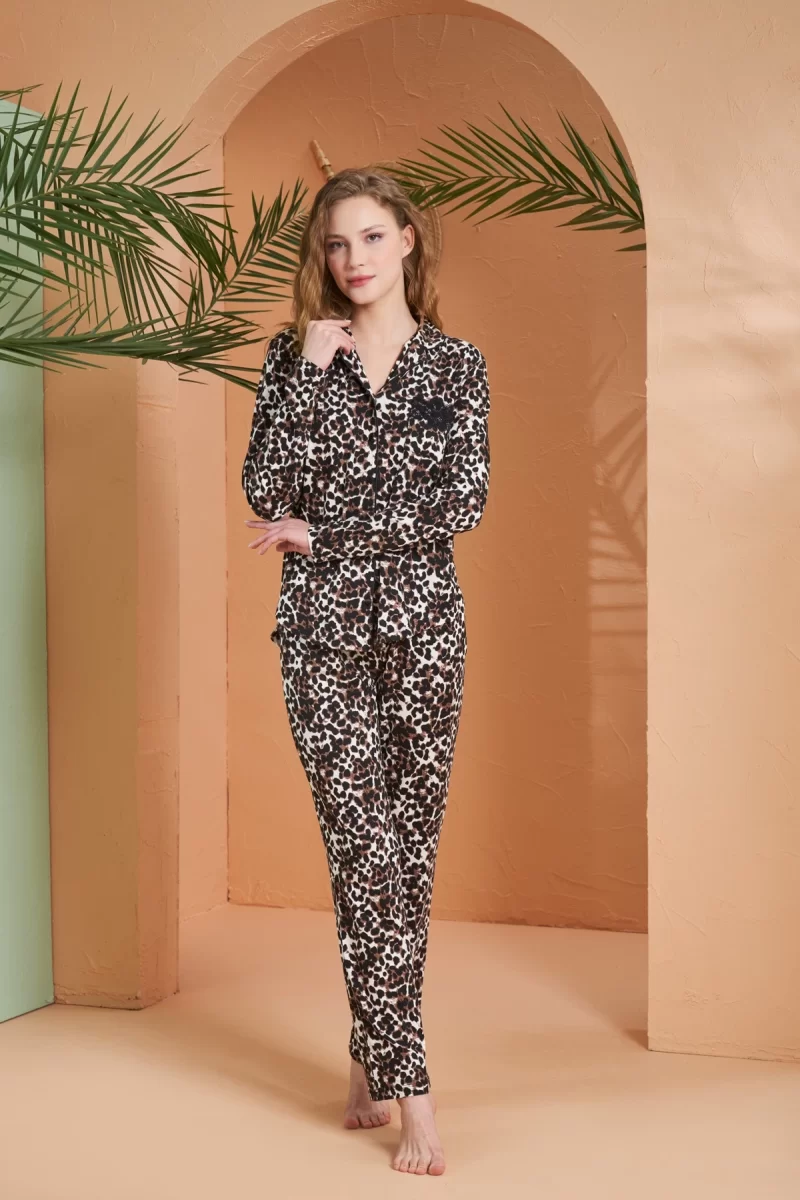 PJS 27064 Kadın Düğmeli Pijama Takımı