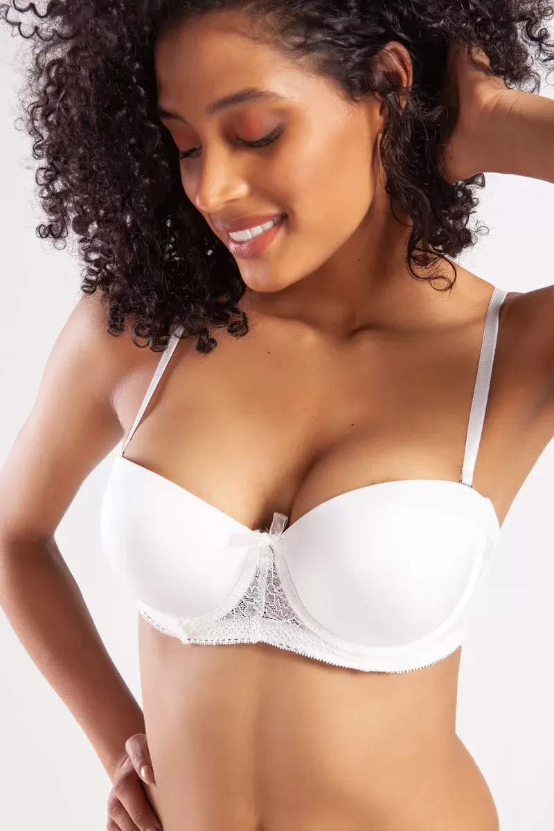 Gala Push-Up Strapless Bra, Ekru Konforlu ve Şık Sütyen, Strapless