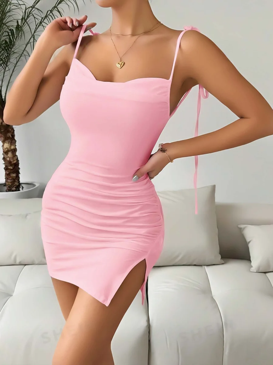 Pembe Fantezi Clup Elbisesi