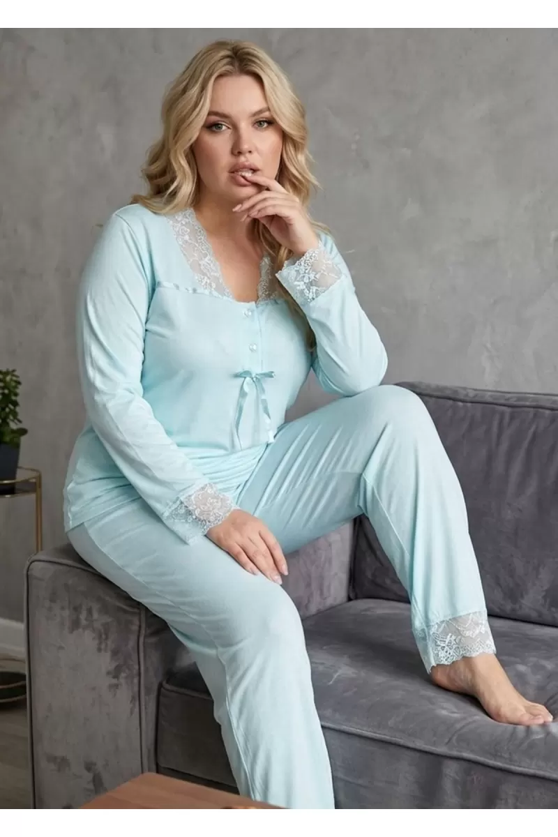 Mavi Penye Pijama Takımı - 1631