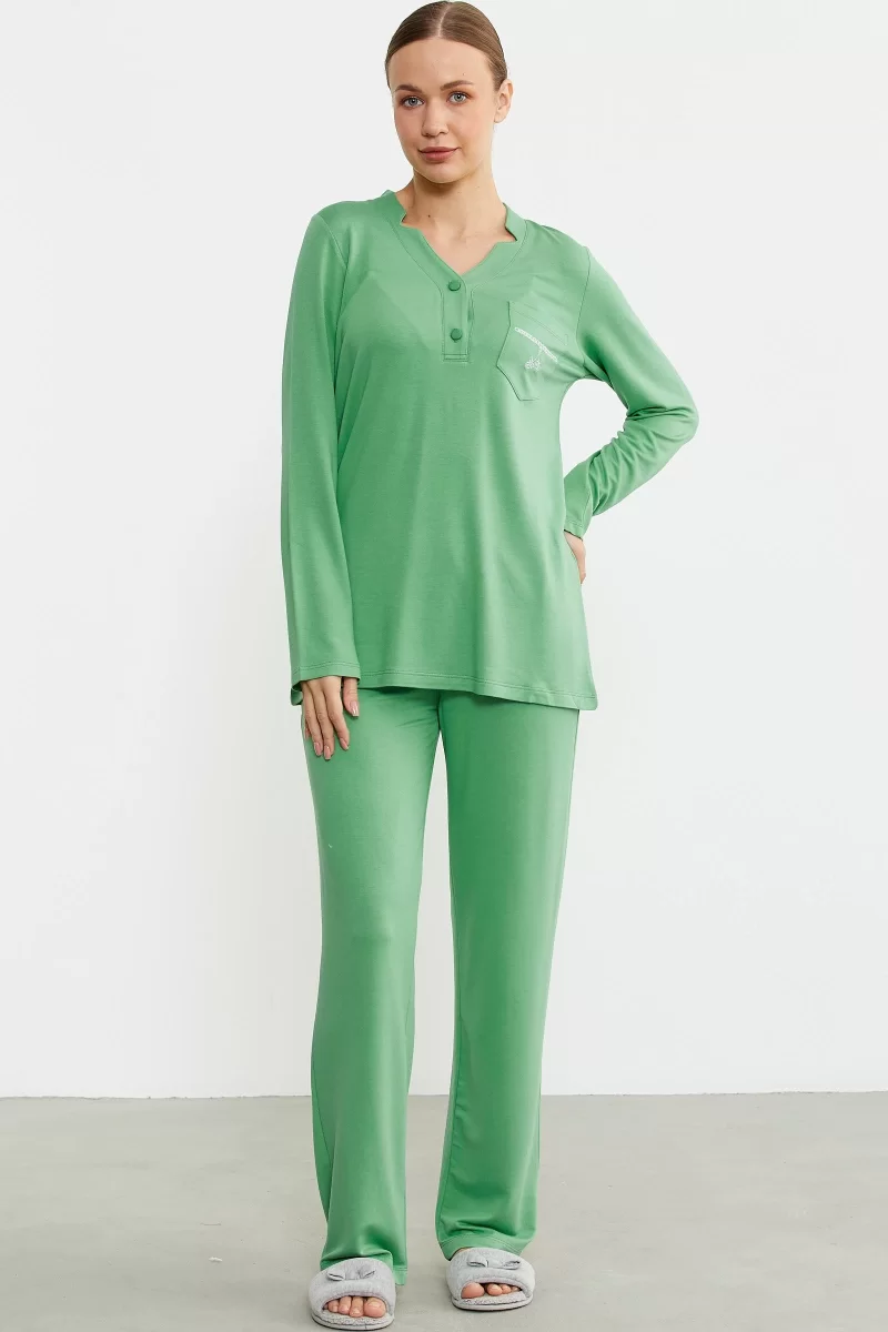 Sementa 76438 Yarım Düğmeli Cep Detaylı Pijama Takım