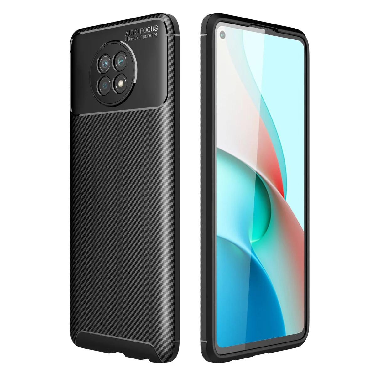 Redmi Note 9 5G Kılıf Auto Focus Karbon Kapak - Siyah