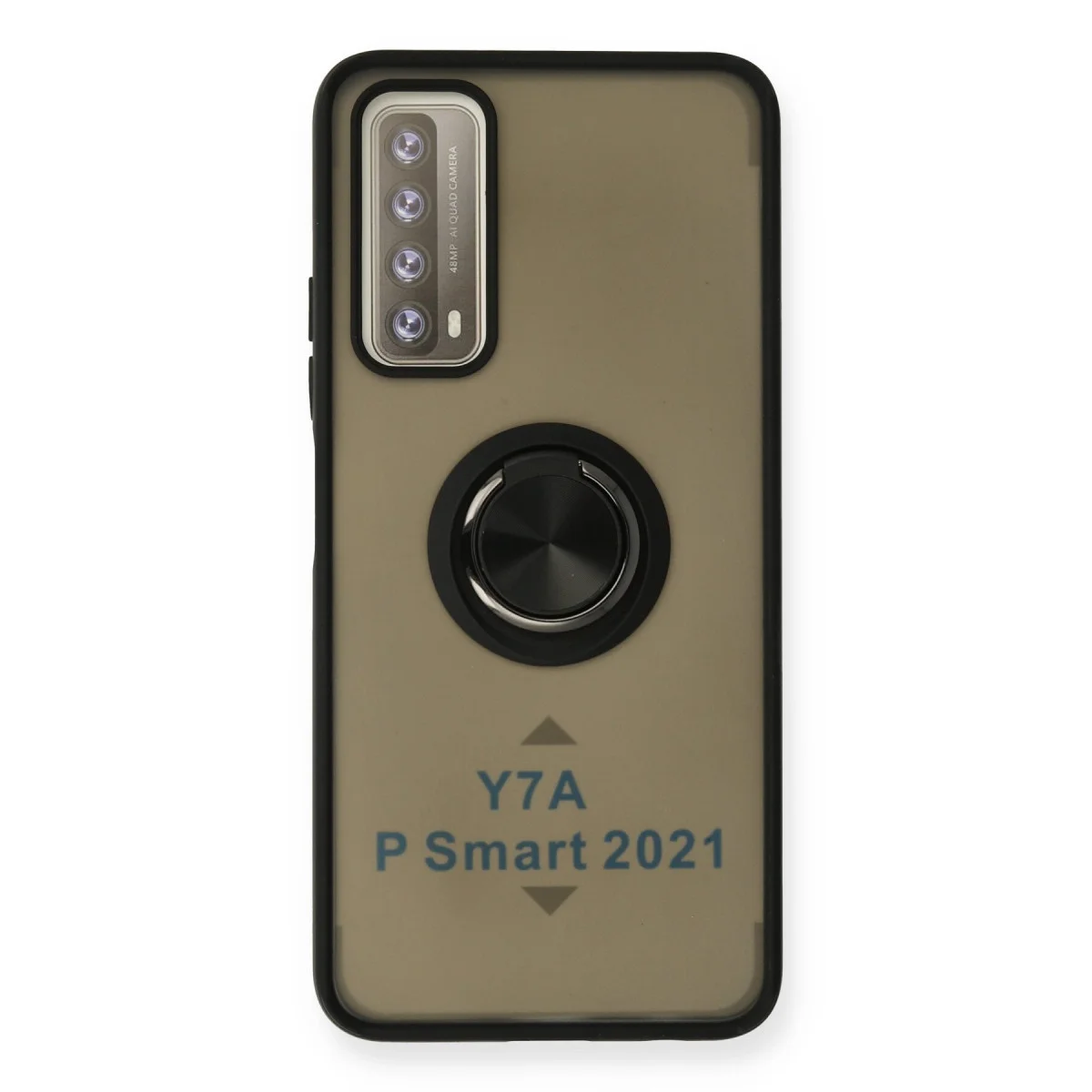 P Smart 2021 Kılıf Montreal Yüzüklü Silikon Kapak - Siyah