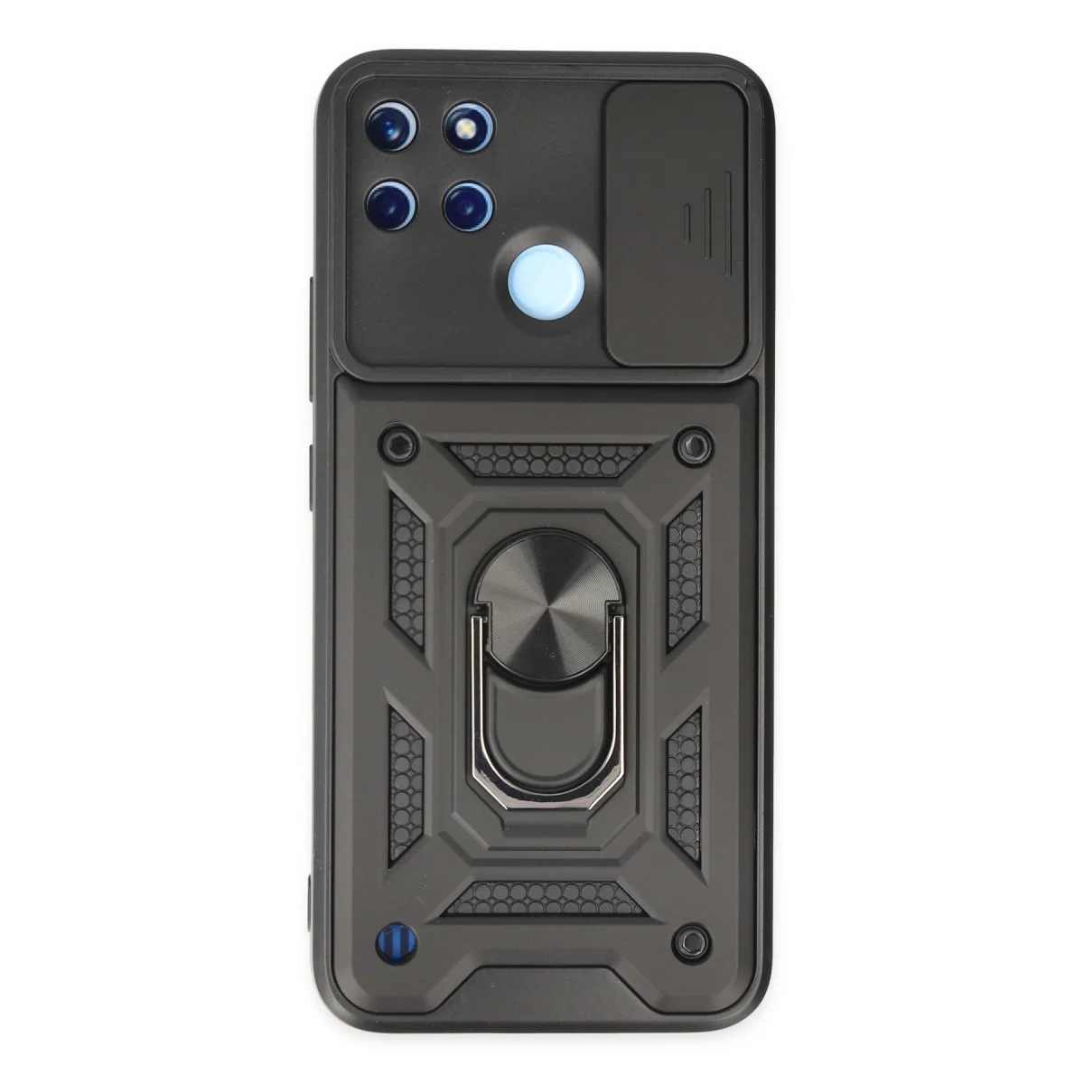 Realme C25Y Kılıf Pars Lens Yüzüklü Silikon - Siyah