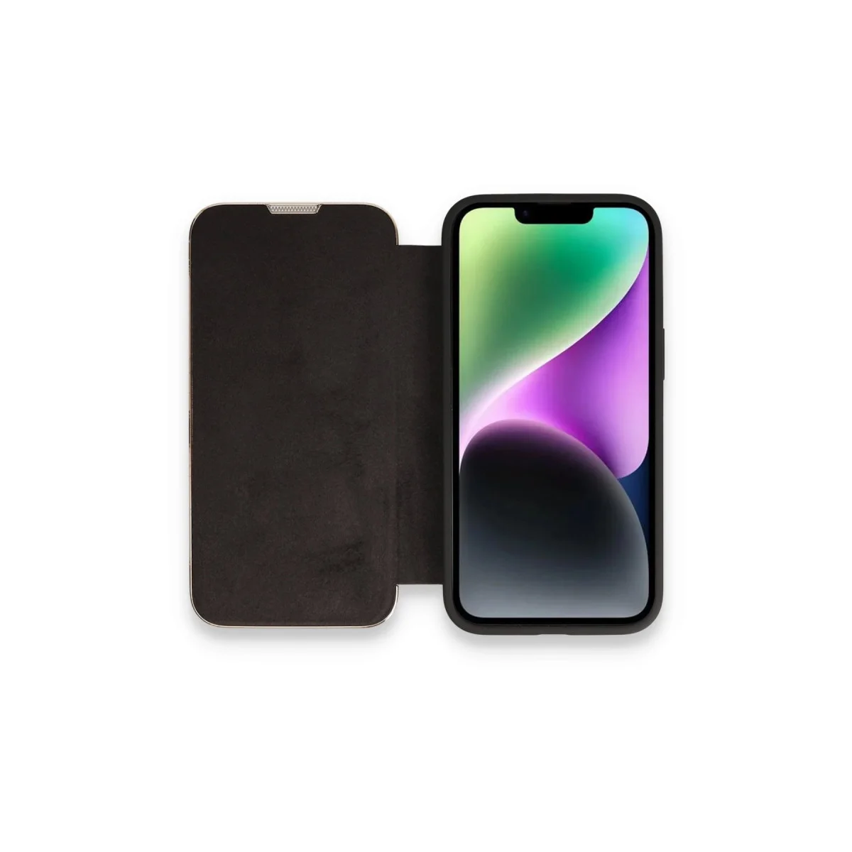 iPhone 14 Pro Max Kılıf Dolpin Kapaklı - Siyah