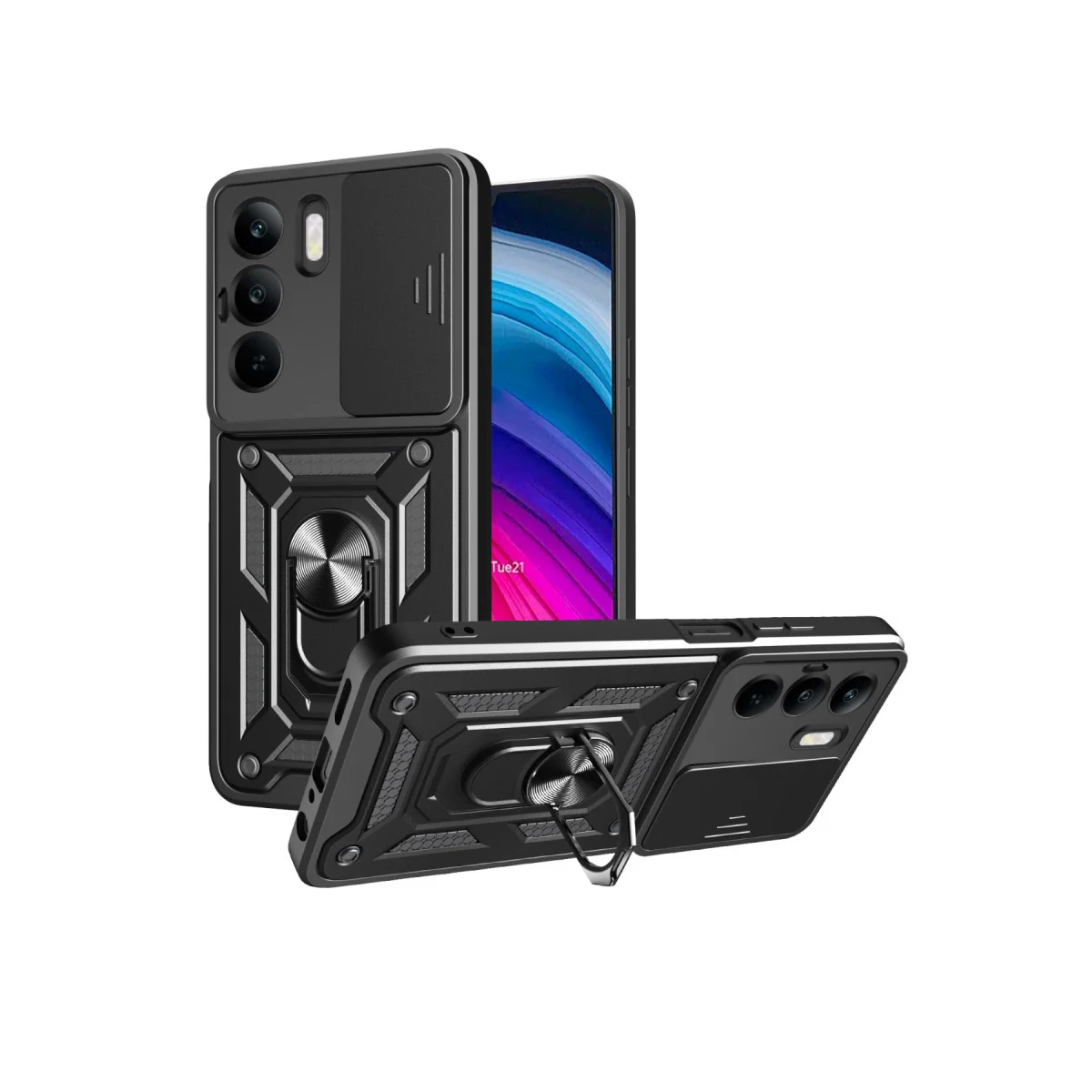 Realme C75 4G Kılıf Pars Lens Yüzüklü Silikon - Siyah