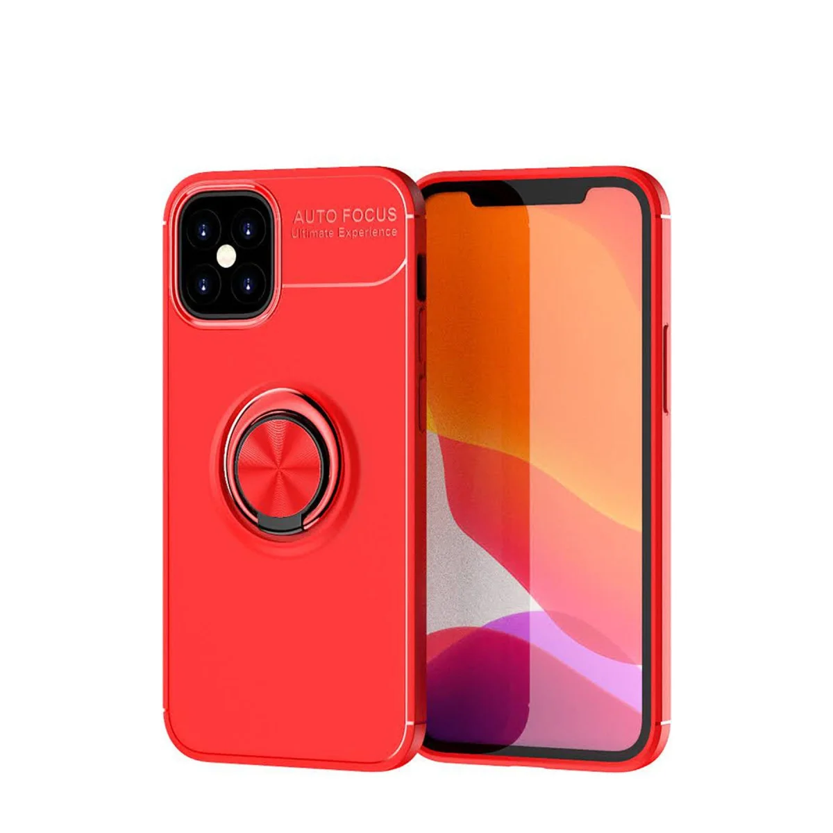 iPhone 12 Mini Kılıf Range Yüzüklü Silikon - Kırmızı