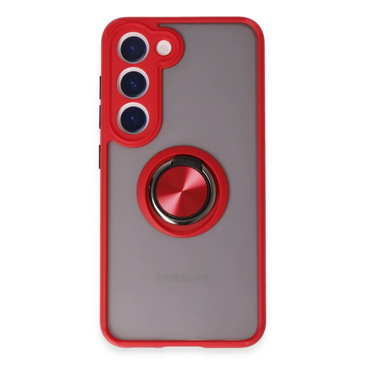 Galaxy S23 Kılıf Montreal Yüzüklü Silikon Kapak - Kırmızı