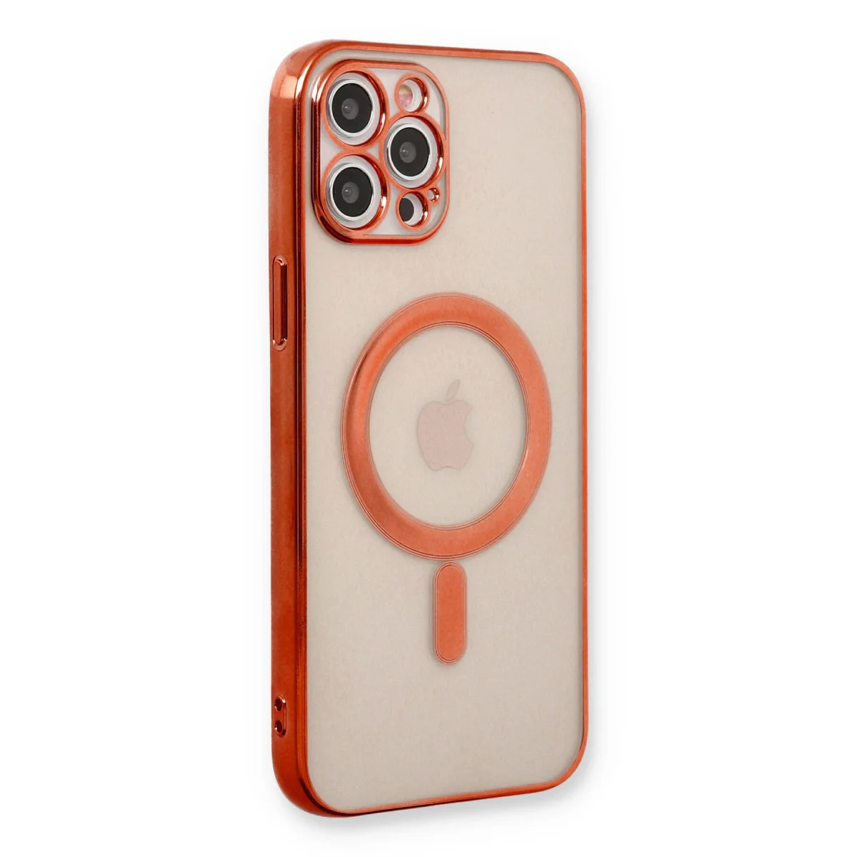 iPhone 12 Pro Kılıf Magneticsafe Lazer Silikon - Kırmızı