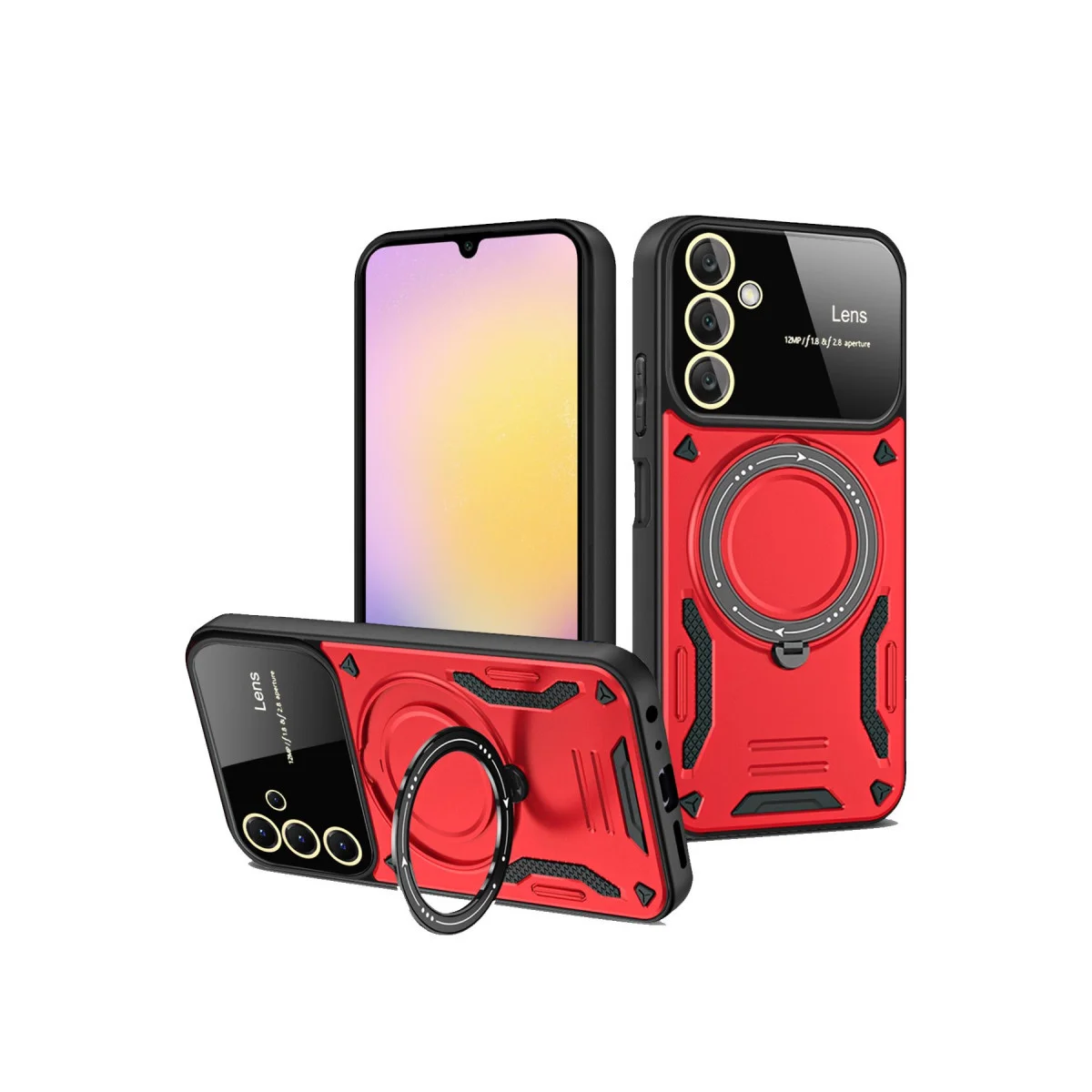 Galaxy A25 5G Kılıf Joy Lens Standlı Kapak - Kırmızı