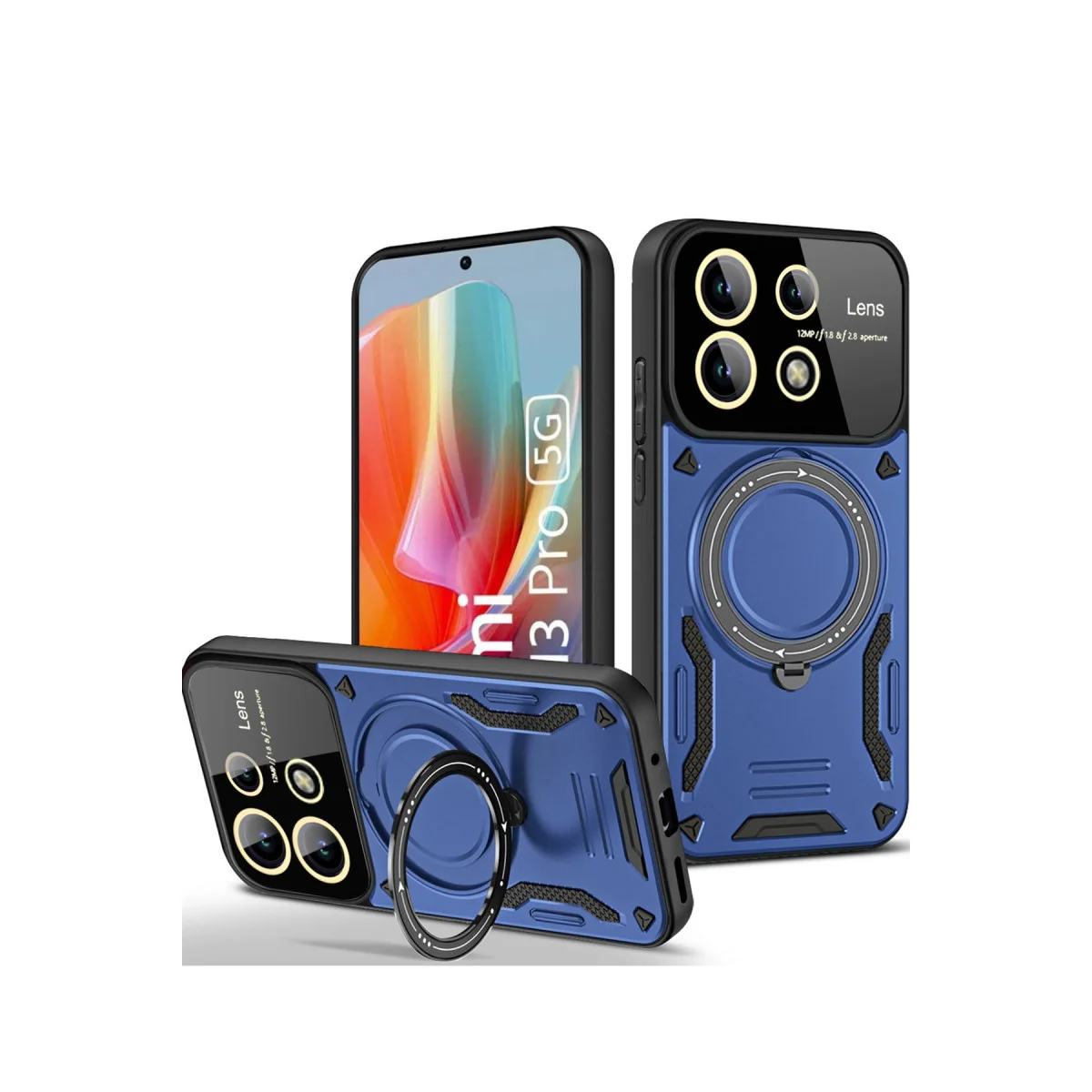 Redmi Note 13 Pro 5G Kılıf Joy Lens Standlı Kapak - Lacivert